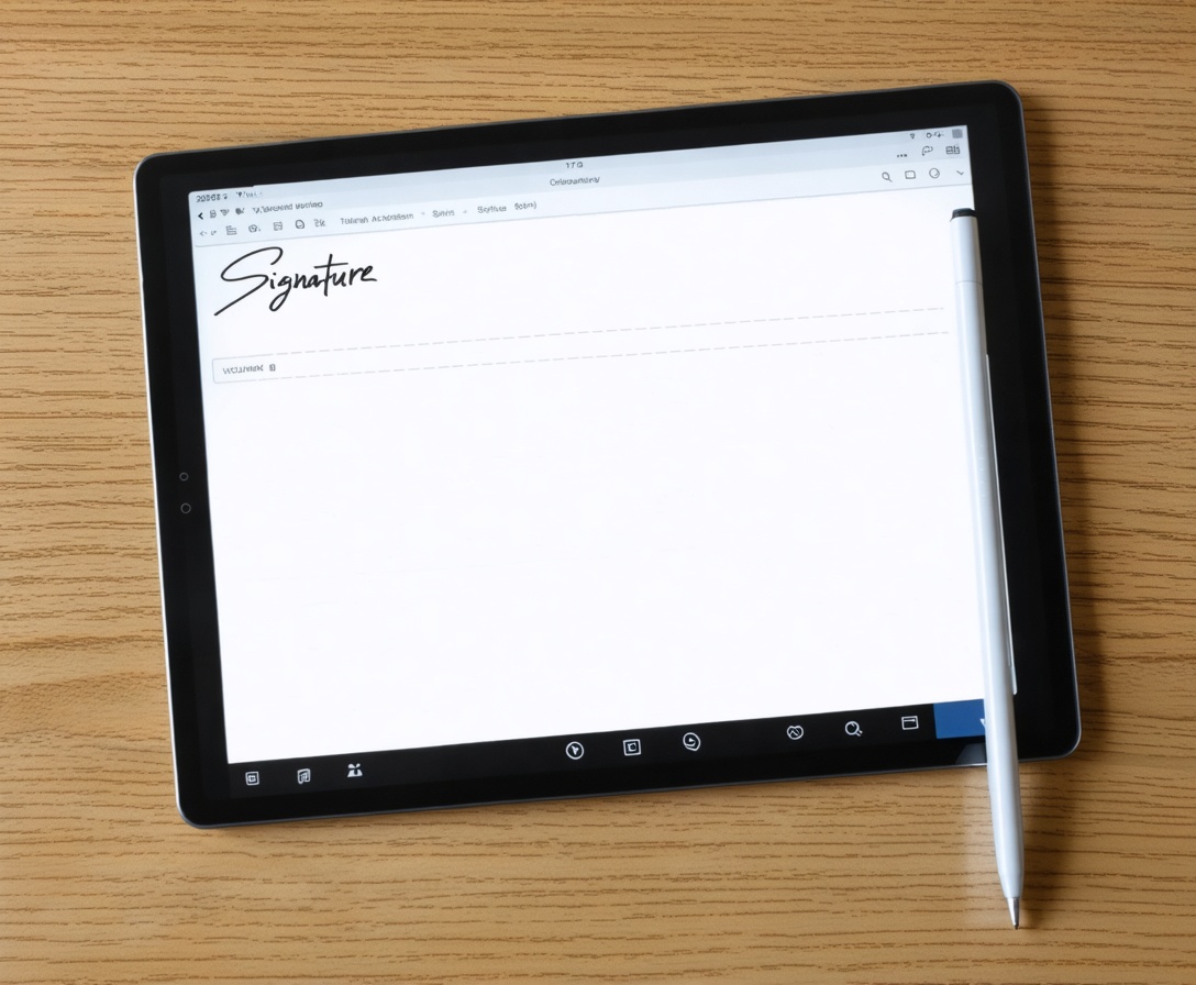 Цифровой планшет со стилусом, символизирующий подписание онлайн-соглашений